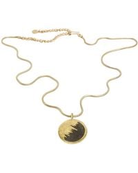 Zeworks - Sahara Blues – La Luna Handcrafted Brass Necklace With Lava Stone Inlay - Lyst