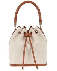 Saonara Brand - Bucket Bag Linen Caramel Leather - Lyst