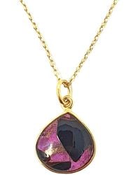 Harfi - Vermeil Plated Ruby July Birthstone Heart Charm Necklace - Lyst