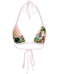 Oceanus - Charli Embellished Premium Tropical Bikini Top - Lyst