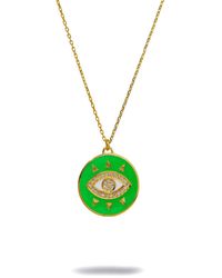 Ebru Jewelry - Cheerful Neon Evil Eye & Diamond Pendant Chain Necklace - Lyst