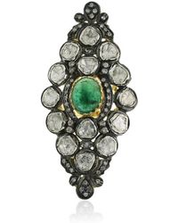 Artisan - Emerald Uncut Diamond 14k Gold 925 Sterling Silver Long Ring Jewelry - Lyst