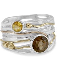 Isla Silver - Smoky Quartz & Citrine Statement Ring - Lyst