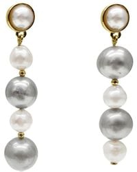 Farra - Classic And Natural Freshwater Pearls Stud Earrings - Lyst
