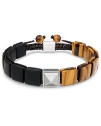 AWNL - Pyramid Tiger Eye & Black Onyx Bracelet With Sterling Silver - Lyst