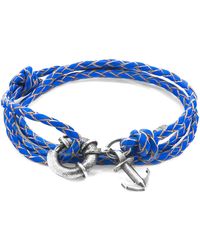 Anchor and Crew - Royal Blue Clyde Anchor Silver & Braided Leather Bracelet - Lyst