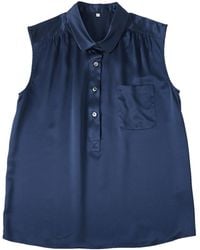 Soft Strokes Silk - Pure Silk Pointed Peter Pan Collar Sleeveless Blouse - Lyst