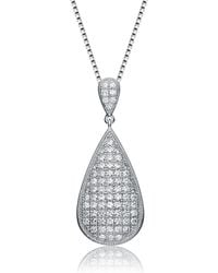 Genevive Jewelry - Sterling Silver White Cubic Zirconia Teardrop Design Pendant - Lyst