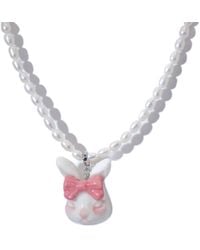 H2 Studio - Grumpy Bunny Coral Bow Tie Freshwater Pearl Necklace - Lyst
