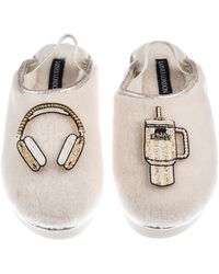 Laines London - Neutrals Flatform Cloud Closed Toe Slippers With Headphones & Quencher Brooches - Lyst