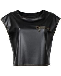 Lalipop Design - Sleeveless Blouse With Vegan Leather Finish & Zipper Detail - Lyst