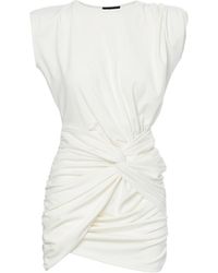 BLUZAT - Mini Dress With One Draped Shoulders And Pleats - Lyst
