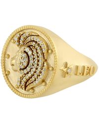 Artisan - Diamond Leo Zodiac Signet Ring - Lyst