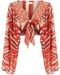 Lilamie - Aruba Front Tie Long Sleeve Summer Top - Lyst