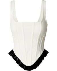 London Atelier Byproduct - Rib Knit Corset Top With Ruffle - Lyst