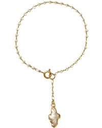 Alexie of Athens - Delphi Freshwater Pearl Cross Bracelet - Lyst