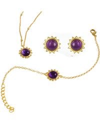 Lila Rasa - Amethyst February Birthstone Brings Good Luck, Stability & Intuition Jewellery Set Necklace, Earrings & Bracelet - Lyst
