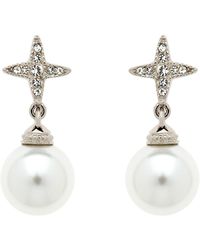 Emma Holland Jewellery - Platinum Crystal Star & Pearl Drop Earrings - Lyst