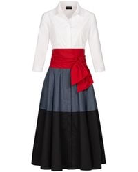 Marianna Déri - Shirtdress With Tie Belt Color Blocking - Lyst