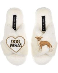 Laines London - Neutrals Classic Slippers With Dog Mum/Mom & Fawn & Italian Greyhound Brooches - Lyst