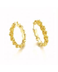 Unaloe - Plated Rose Hoop Earrings – Floral Statement Hoops – Handmade Italian Jewelry For - Lyst