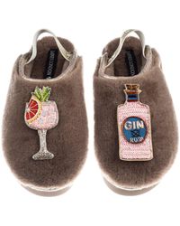 Laines London - Neutrals Flatform Cloud Closed Toe Slippers With Rosa & Grapefruit Gin Brooches - Lyst