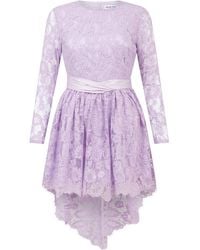 Sour Figs - Floral Lace Satin Waistband High-Low Mini Dress - Lyst