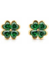 Seven Saints - Four Leaf Clover Heart Stud Earrings - Lyst