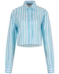 Paramidonna - Ida Shirt Striped Aqua - Lyst