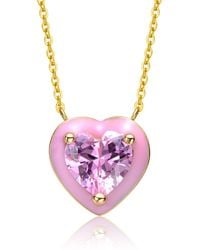 Genevive Jewelry - Rachel Glauber Young Adults-Teens Plated With Cubic Zirconia Enamel Heart Dainty Pendant Layering Necklace - Lyst