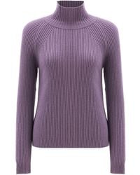 Peraluna - High Mock Neck Cashmere Blend Ribbed Knit Pullover - Lyst