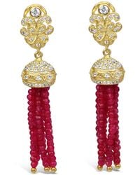 Bellus Domina - Sterling Silver Garnet Tassel Earrings - Lyst
