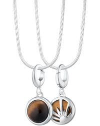 Lily Charmed - Sterling Tigers Eye Healing Stone Necklace With Round Snake Chain - Lyst