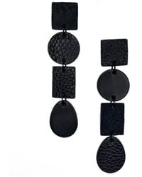 WAIWAI - Mixed Texture Leather Drop Earrings - Lyst