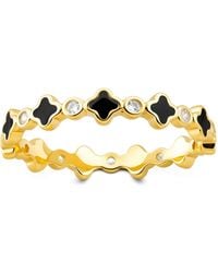 Kylie Harper - Petite Enamel & Cz Clover Eternity Band Ring - Lyst