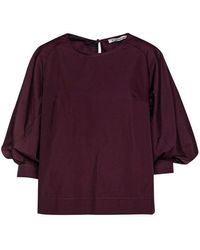 Conquista - Wine Color Top With Bishop Sleeves By - Lyst