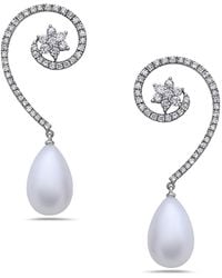 Artisan - Rose 18K Diamond & Pearl Drop Earrings - Lyst