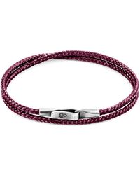 Anchor and Crew - Aubergine Purple Liverpool Silver & Rope Bracelet - Lyst