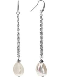 Unaloe - Baroque Freshwater Pearl Drop Earrings With Luminous Chains And Sterling Hook Clasp - Lyst