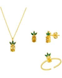 Spero London - Pineapple Sterling Necklace Ring & Earring Set - Lyst