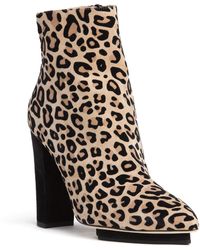 Beautiisoles by Robyn Shreiber Made in Italy - Neutrals Tessa Animal Printed Suede Ankle Bootie Block Heel - Lyst