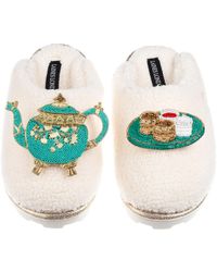 Laines London - Neutrals Laines X Juliet Teddy Closed Toe Slippers With Tea & Scones Brooches - Lyst