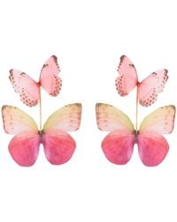 Oana Savu - Blush Rose Silk Butterfly Earrings Layered Butterfly Dangle Ear Wires - Lyst