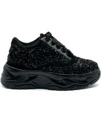 Rettrose - Ava Luxury Noir Suede Handmade Embellished Trainers - Lyst