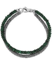 NAiiA - Hvar Sterling Silver And Malachite Beaded Double Bracelet - Lyst