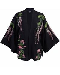 Artemis Muse - Wisteria & Chrysanthemum Embroidered & Lined Short Kimono - Lyst