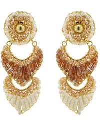 Lavish by Tricia Milaneze - Gold / Neutrals / Brown Golden Mix Siren Handmade Crochet Earrings - Lyst