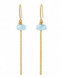 Lalinde - Aquamarine Hanging Chain Earrings - Lyst