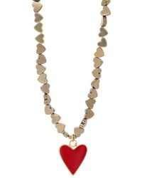 Ebru Jewelry - Heart Pendant Hematite Stone Heart Shape Chain Necklace - Lyst