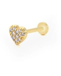 LINYA JEWELLERY - Real Heart Tragus, Pave Heart Chain Piercing, Minimalist Heart Jewellery, Stud Piercing, Heart Tragus, Mini Dainty Piercing - Lyst